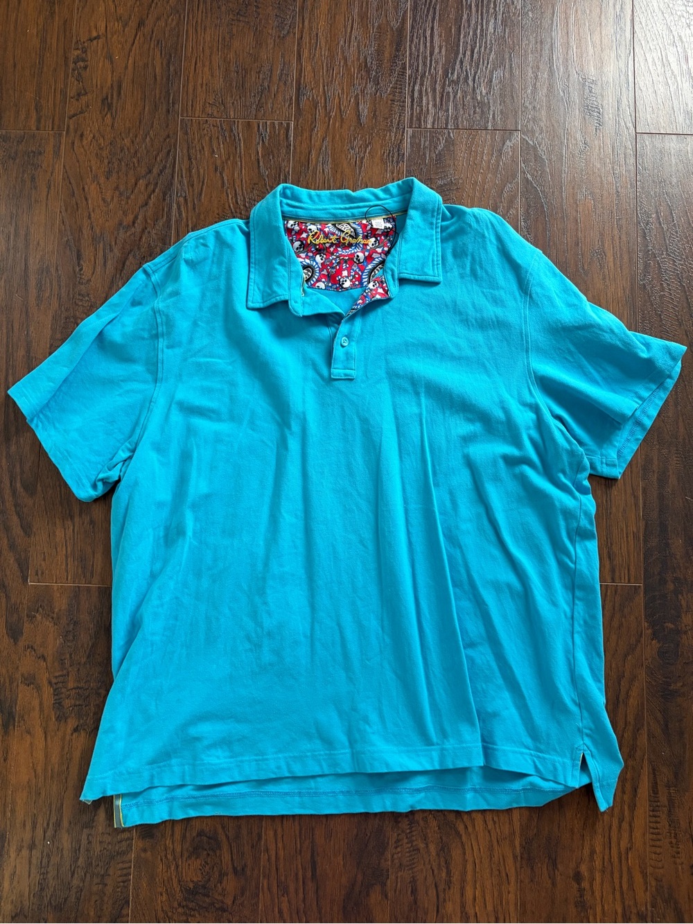 Robert Graham Turquoise Polo with Patterned Inner Collar
